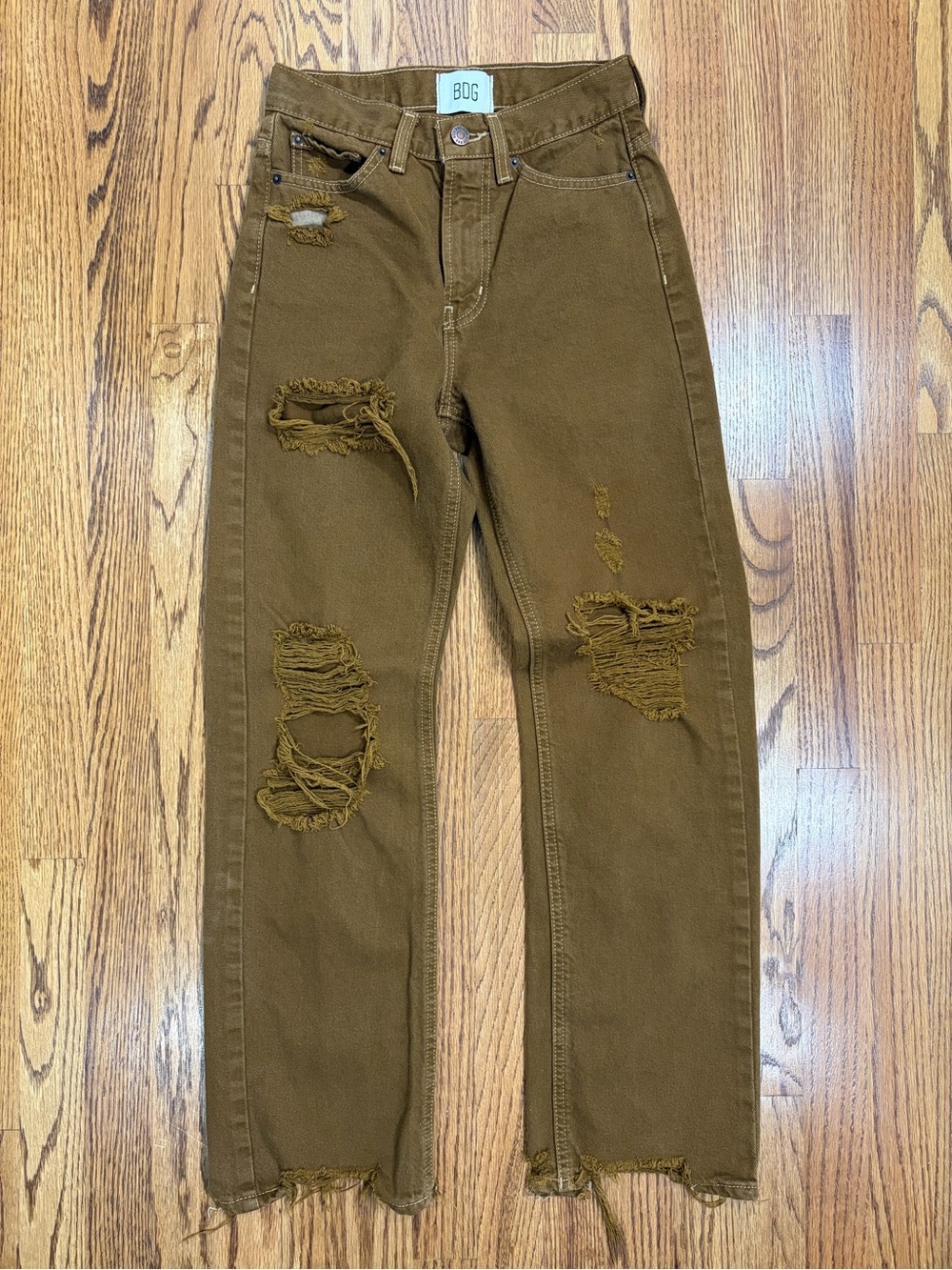 Urban Outfitters BDG Brown Straight-Leg Distressed Cowboy Jeans (25)
